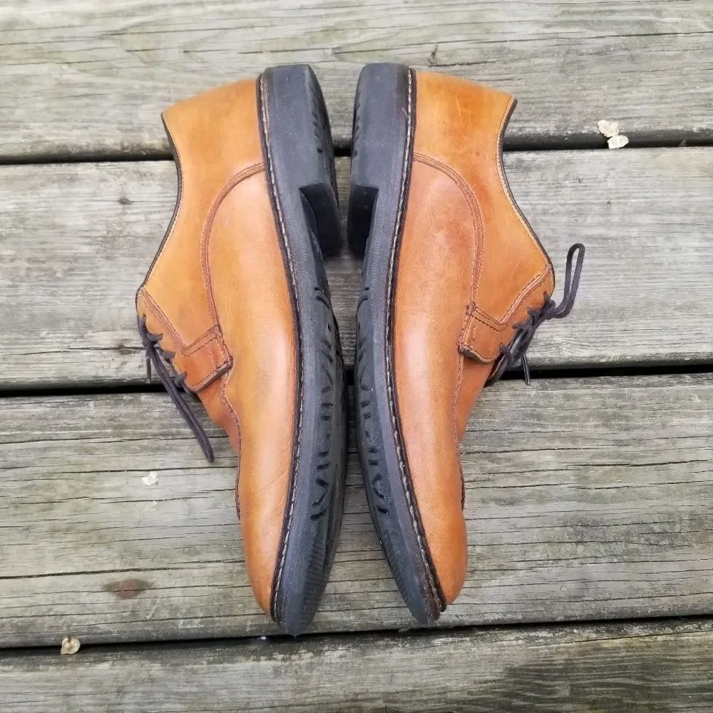Allen Edmonds Split Front Moc Toe‎ Oxfords Derby Tan Leather Casual Dress 10 D